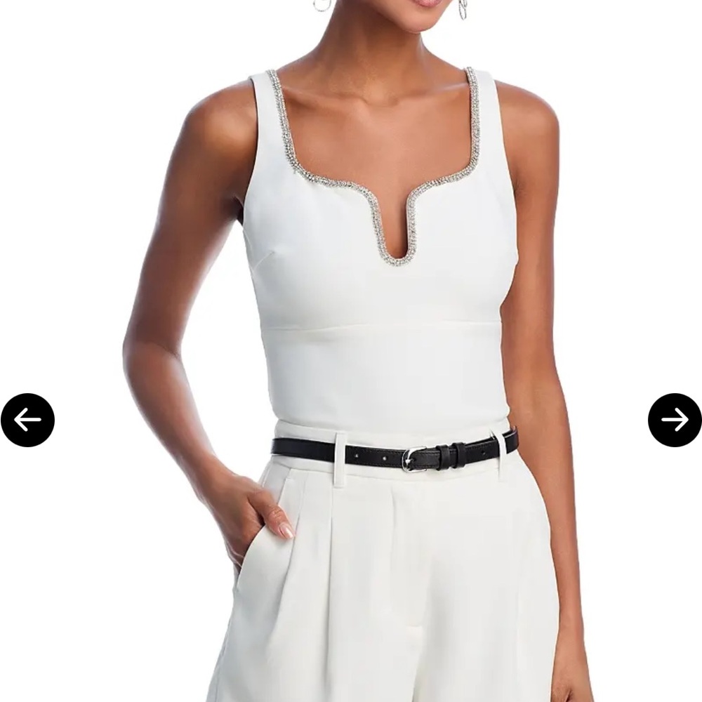 Aqua Elegant White Camisole with Sparkling Trim